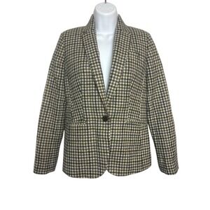 J. Crew Wool Campbell Blazer Size 2 Tweed Plaid‎ Houndstooth E1059 Moon England